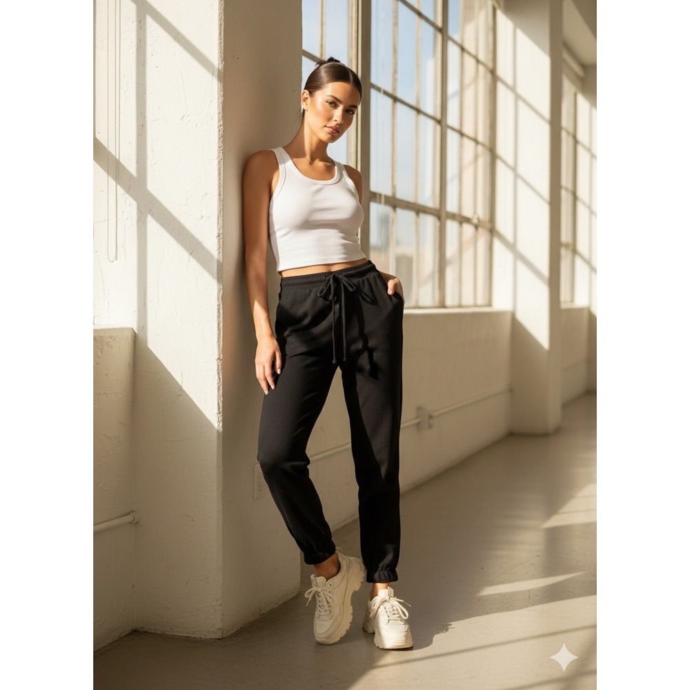 Sincerely Jules Black Drawstring Jogger Pants Womens S High Waisted Sweatpants